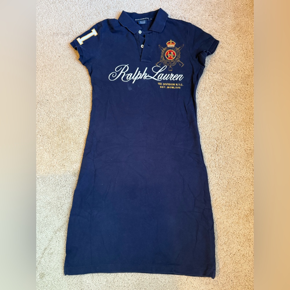 Vintage Ralph Lauren Dark Blue Polo Dress with Crest